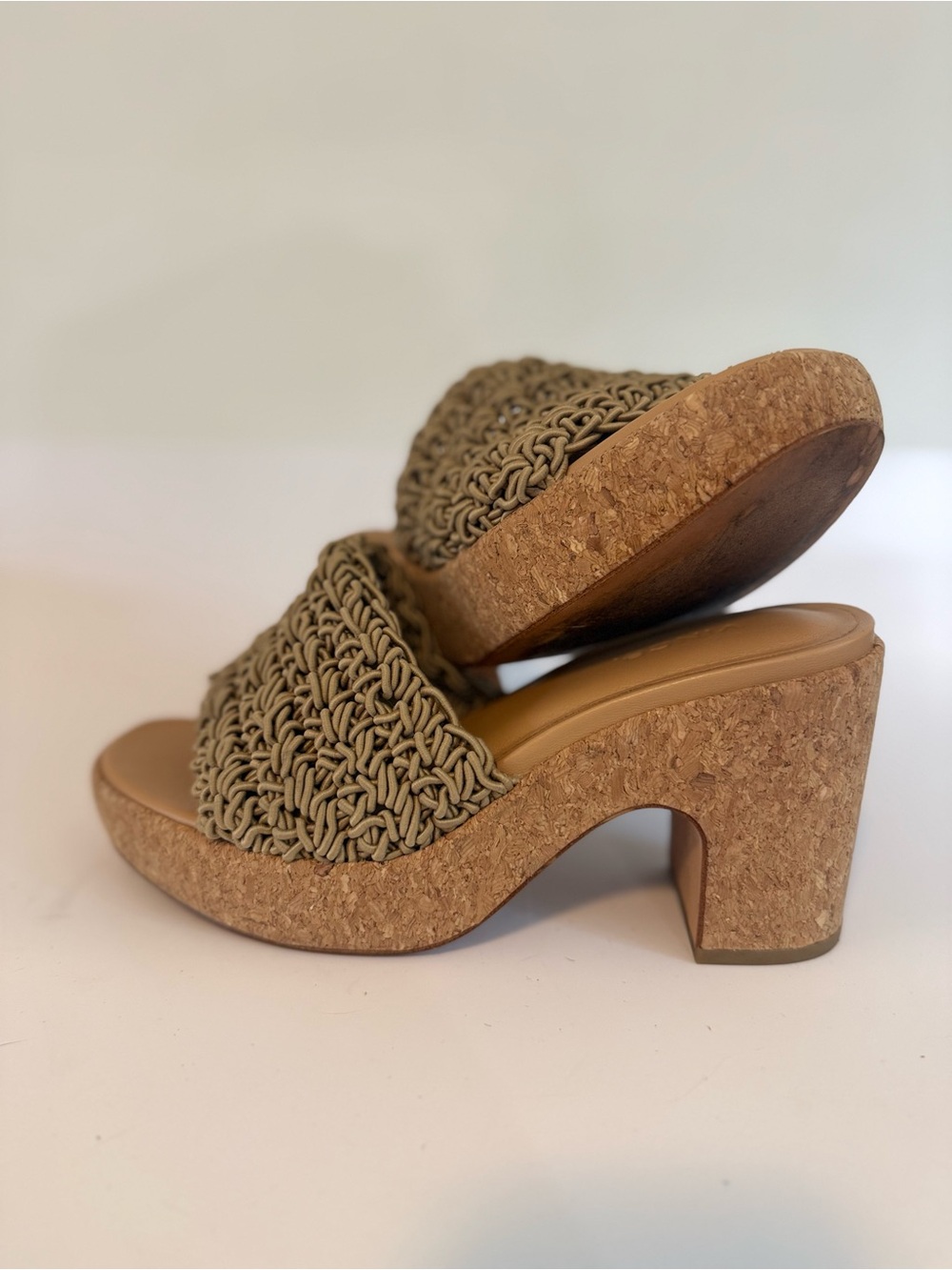 Vince Woven Cork Block Heel Sandal - Beige